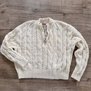 St. John's Bay Ivory Cable Knit Sweater Zip